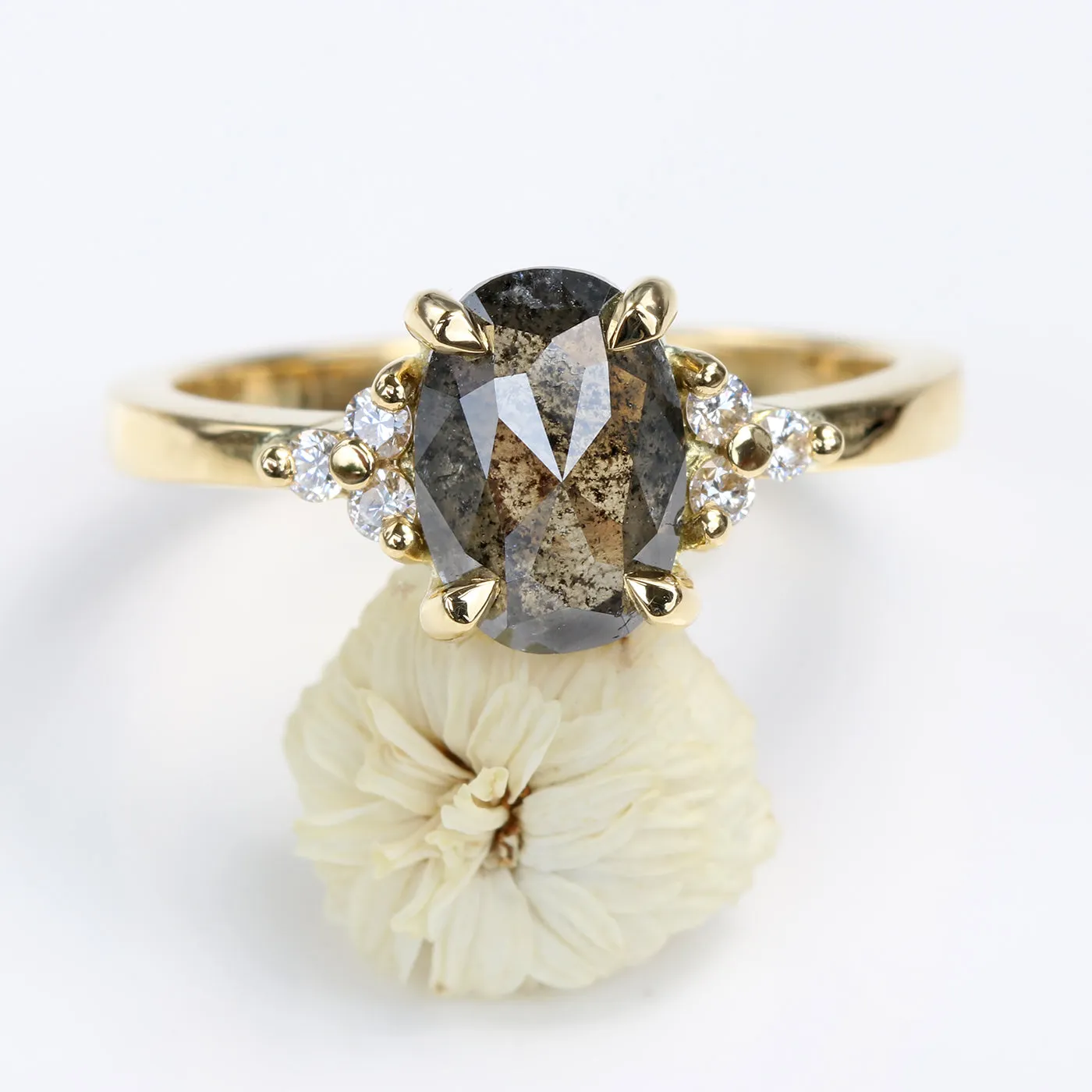 Salt and Pepper Diamond Cluster Engagement Ring, 18ct Gold