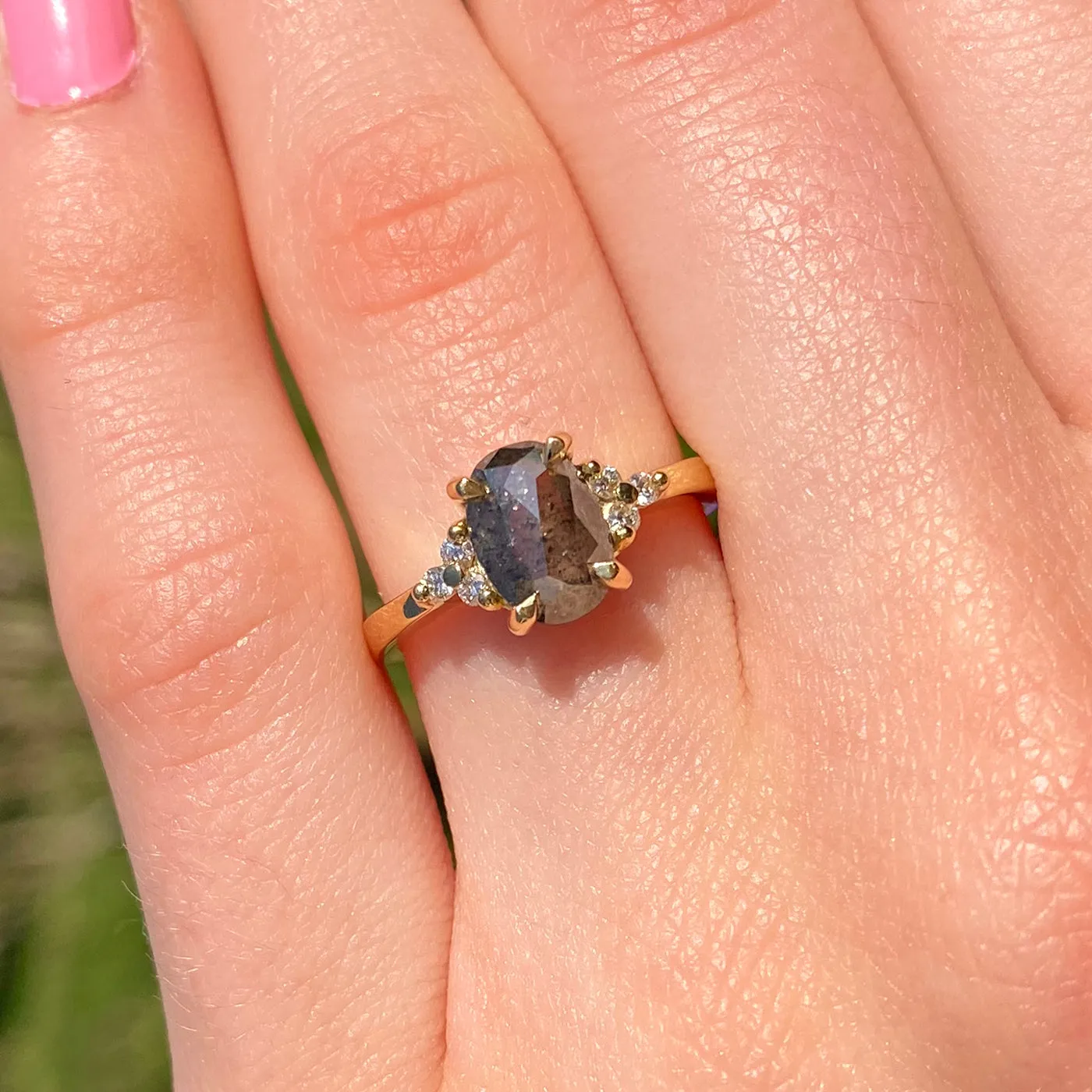 Salt and Pepper Diamond Cluster Engagement Ring, 18ct Gold