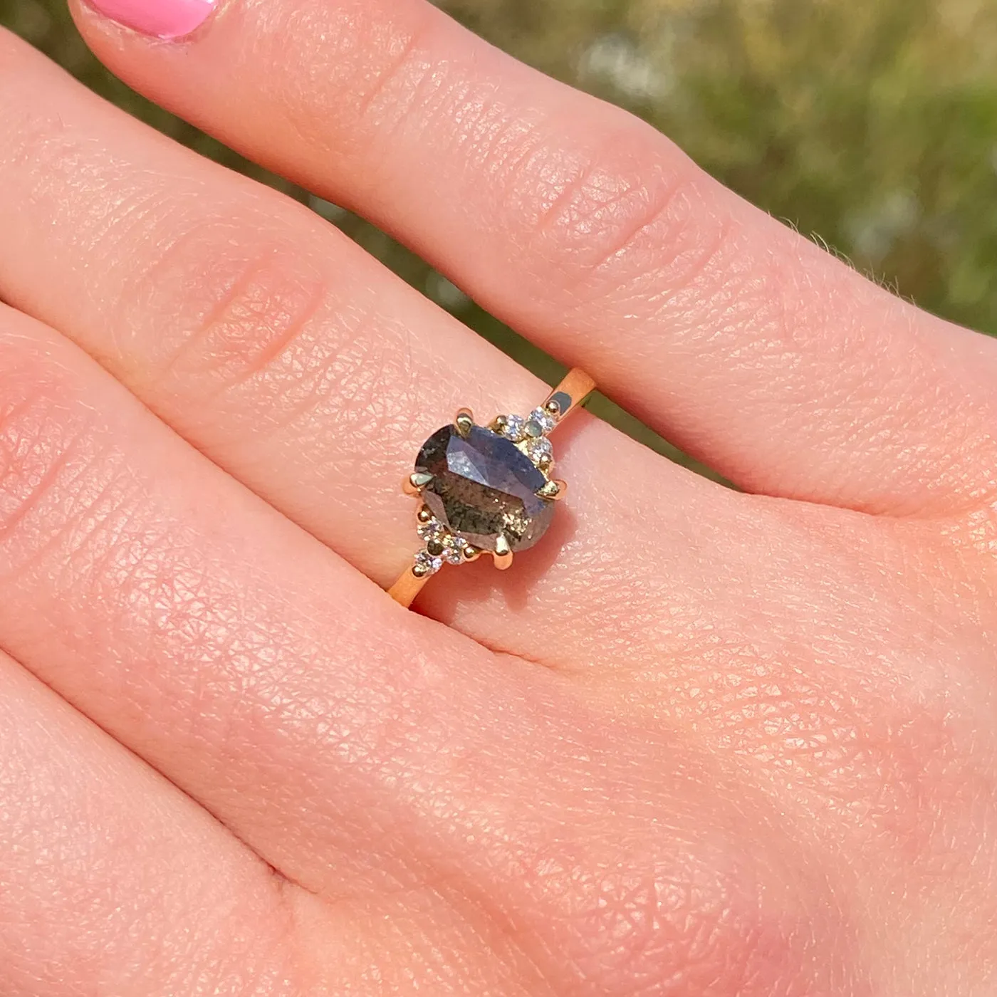 Salt and Pepper Diamond Cluster Engagement Ring, 18ct Gold