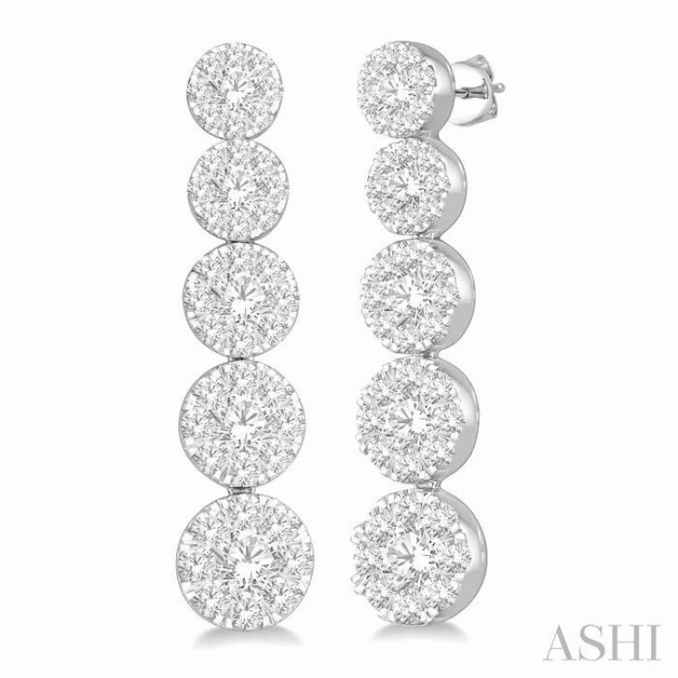 Versatile Piece Delicate Feature 1 1/6 ctw Lovebright Round Cut Diamond Earrings in 14K White Gold