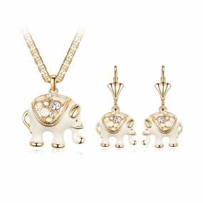 18K Gold Plated Lucky Elephant Set Superb Design Indicating Jewelry