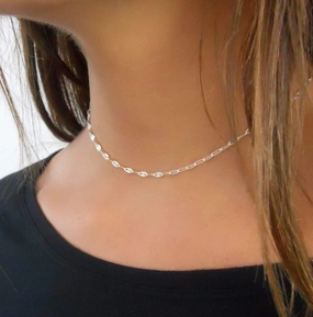 Silver Lace Chain Choker Necklace Premium Style