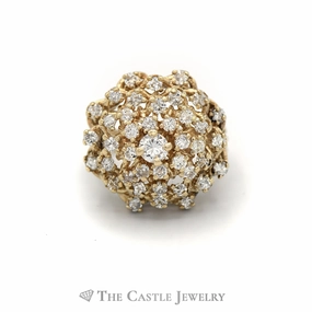 Dome Shaped 2cttw Diamond Cluster Ring in 14k Yellow Gold Practical Design