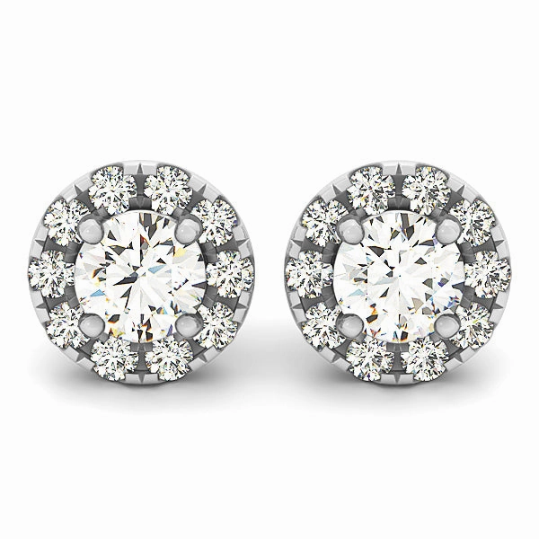 Round Diamond Halo Earrings Lovely Adornment