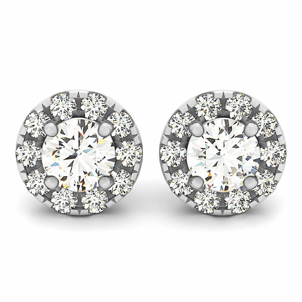 Graceful Ornament Round Diamond Halo Earrings