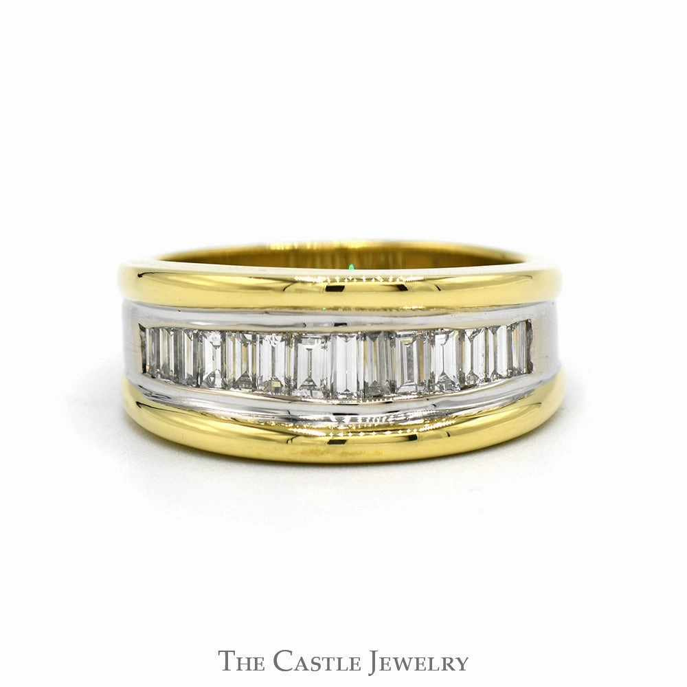 Two Toned Men's 1.25cttw Baguette Cut Diamond Band i n 18k Yellow & White Gold Meaningful Article