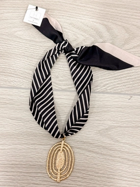Vacation Travel Durable piece Seeing Stripes Black Scarf Necklace