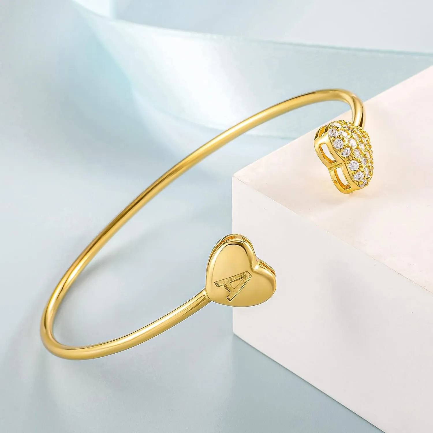 SELOVO Letter Bracelet Women Initial Bracelets 2 Heart Bracelets for Women