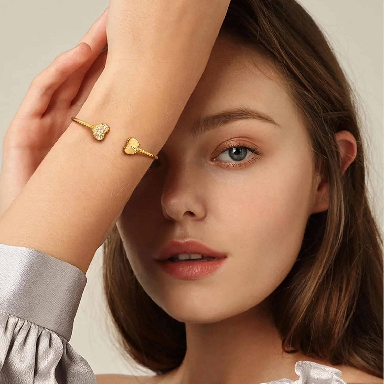 SELOVO Letter Bracelet Women Initial Bracelets 2 Heart Bracelets for Women