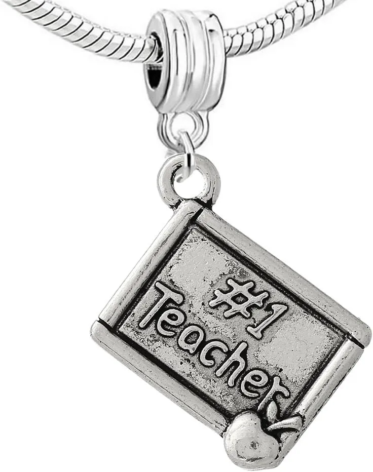 Sexy Sparkles #1 Teacher Dangle Charm Bead for Snake Chain Charm Bracelets