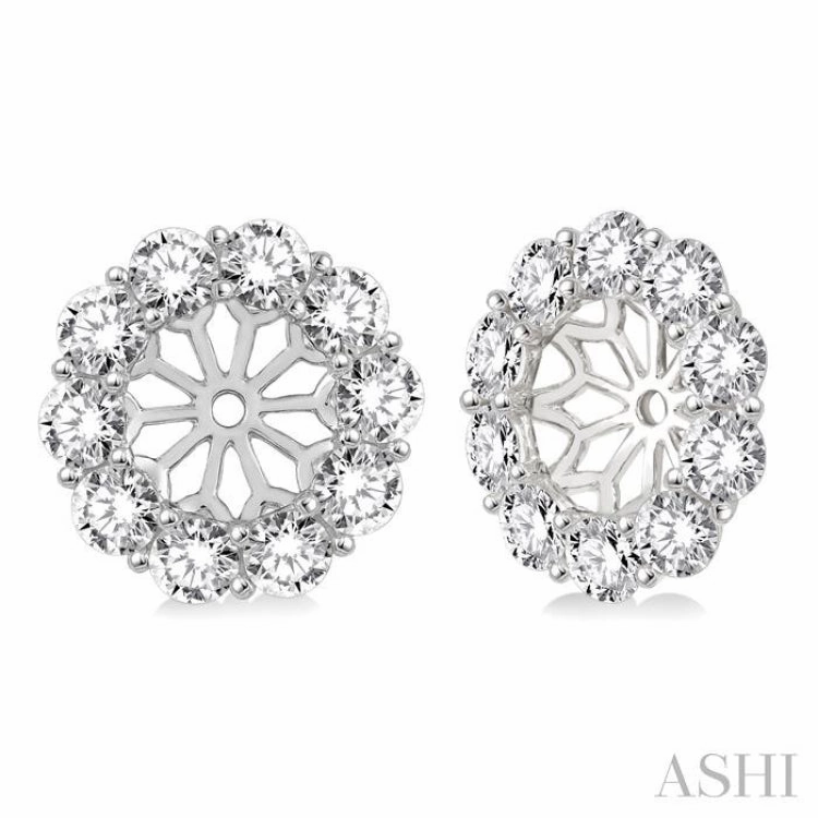 2 Ctw Round Cut Diamond Earring Jacket in 14K White Gold Custom Craft