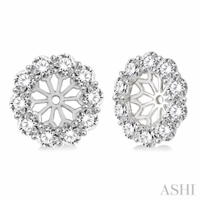 2 Ctw Round Cut Diamond Earring Jacket in 14K White Gold Custom Craft