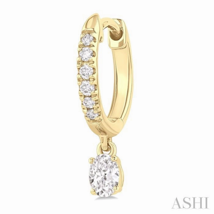 3/8 Ctw Oval Shape and Round Cut Diamond Fashion Huggie Petite Earrings in 14K Yellow Gold Timeless Glam