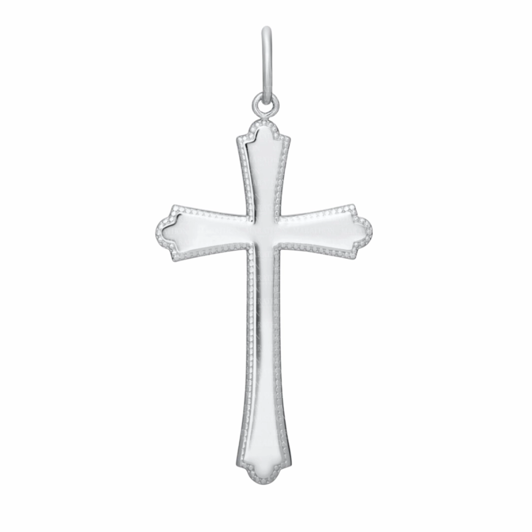 Sterling Silver Cross Necklace with Beaded Edge Metallic Touch Creative Feature