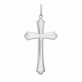 Sterling Silver Cross Necklace with Beaded Edge Metallic Touch Creative Feature