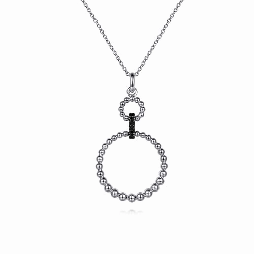 Exclusive Accent 925 Sterling Silver Black Spinel Bujukan Link Drop Necklace