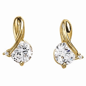 Decorative Appearance Chic Creation 14K Gold Round Diamond Stud Earrings