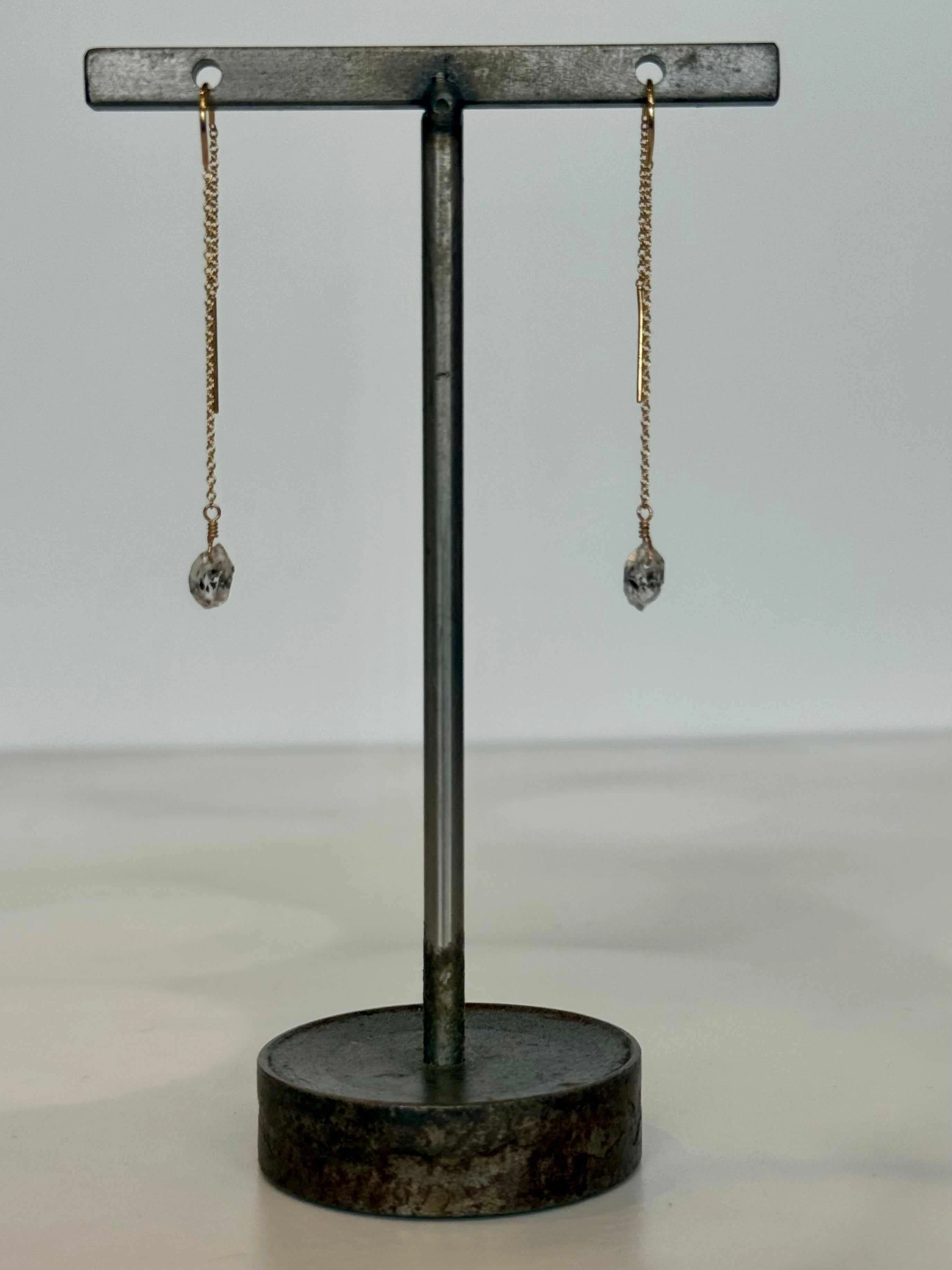 Sturdy Finish Herkimer Diamond Threader Earrings