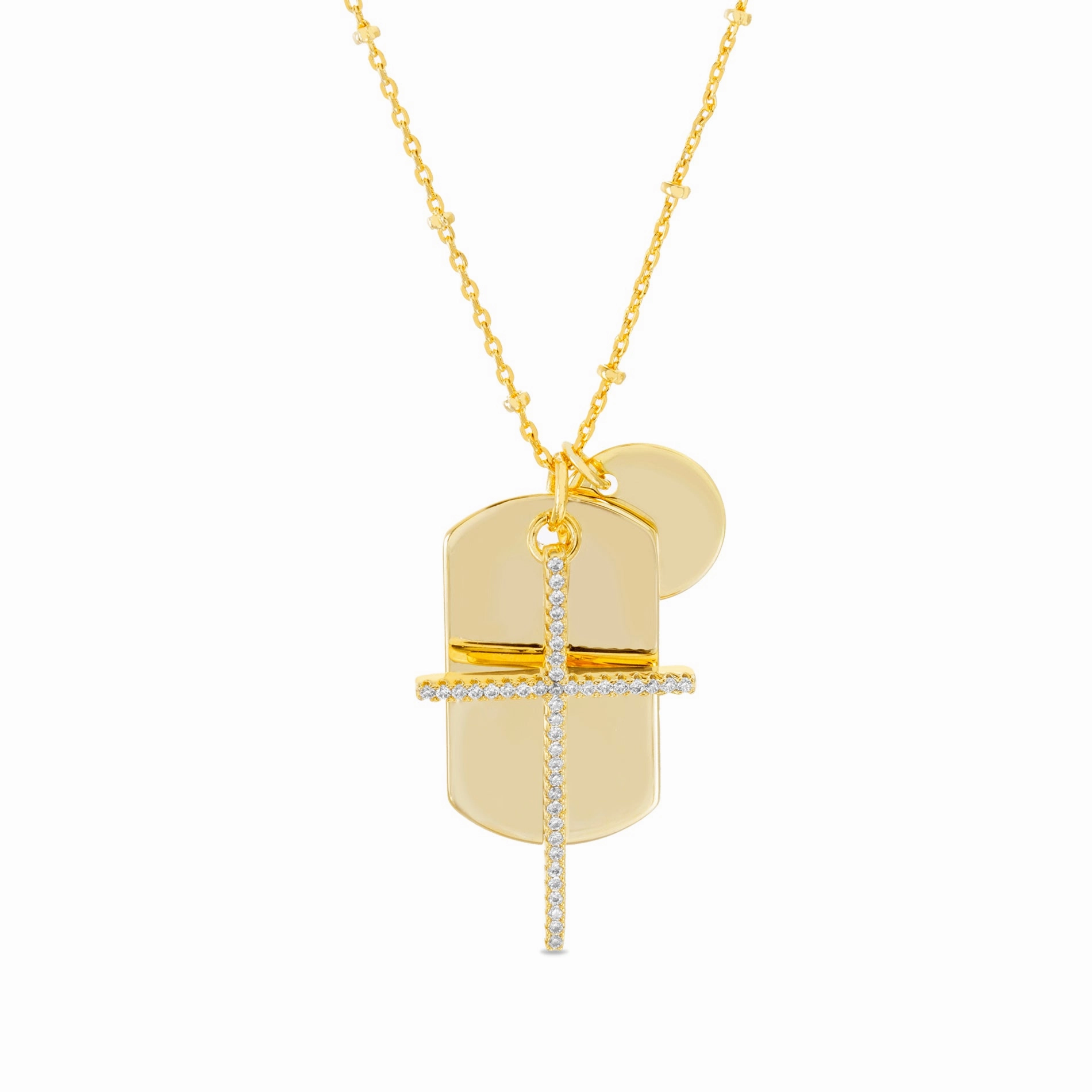 Classic Jewelry Business Accent My Bible Cubic Zirconia Cross & Dog Tag Pendant in 18K Yellow Gold Over Brass