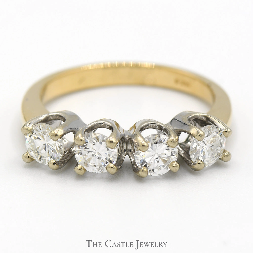 Brilliant Decoration Custom Insignia 1cttw Four Round Brilliant Cut Diamond Band in 14k Yellow Gold
