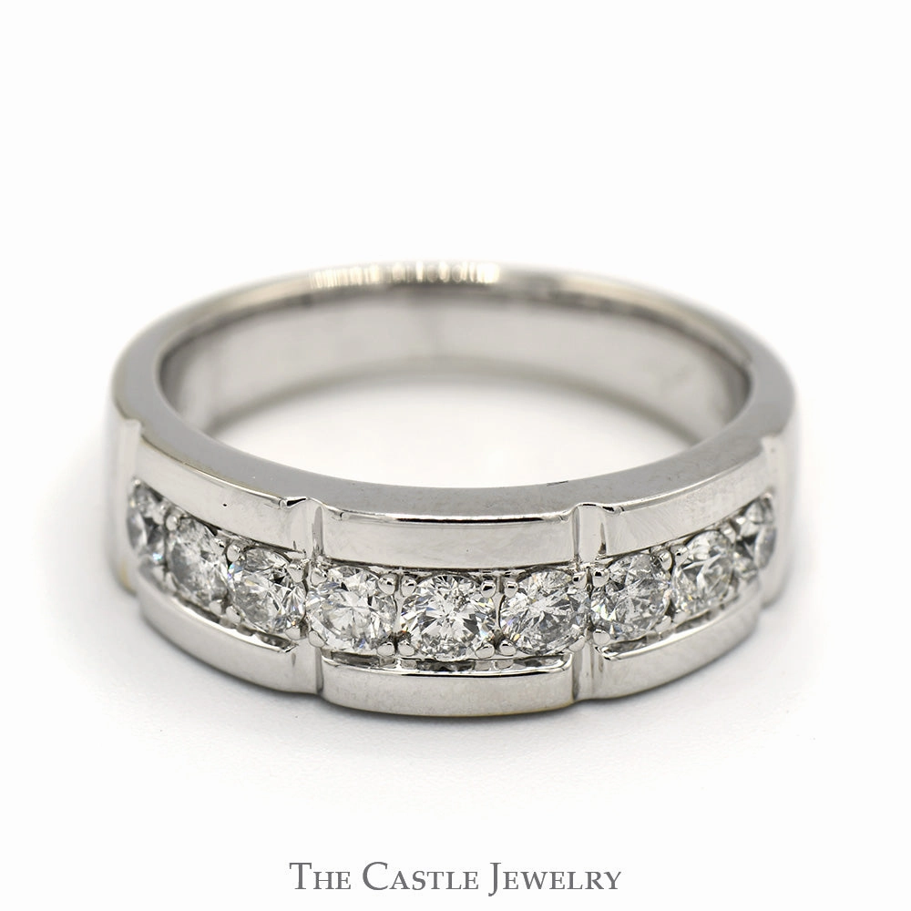 Men's .90cttw Diamond Wedding Band in 14k White Gold - Size 10 Beta Version Elegant Craft