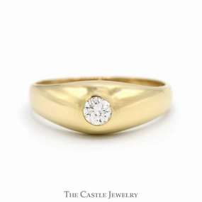 1/4ct Bezel Set Diamond Solitaire Ring with Polished Sides in 14k Yellow Gold National Symbol