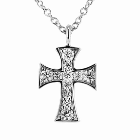 Vintage Highlight Birthday Accent ZP1397 Cross Pendant in 14k Gold with Diamonds