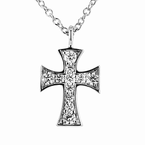 Vintage Highlight Birthday Accent ZP1397 Cross Pendant in 14k Gold with Diamonds