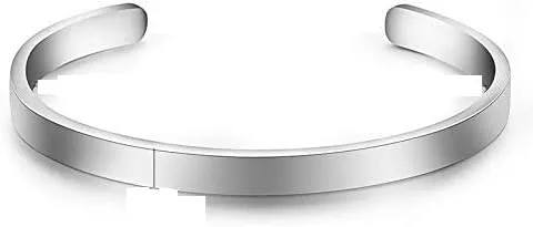 Silver Color Titanium Stainless Steel Open Bangles Bracelet for Men Women Fashion Jewelry