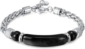 Silver deer 2025 Ultimate Adjustable Black Men's Bracelet - Stainless Steel & Titanium Chain with Genuine Black Obsidian Stone Beads (7.67" Anti-Tarnish & Non-Fade Design)