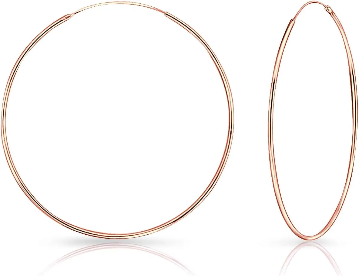 Silver Hoop Earrings Rose Gold Plated 18K - Rose Gold Hoop Earrings - Gold Plated Earrings - Gold Hoops - Small Hoop Earrings - Large Hoop Earrings - Hypoallergenic Hoop - Huggie Hoop - Sleeper Hoop