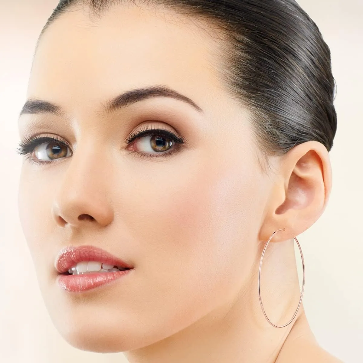 Silver Hoop Earrings Rose Gold Plated 18K - Rose Gold Hoop Earrings - Gold Plated Earrings - Gold Hoops - Small Hoop Earrings - Large Hoop Earrings - Hypoallergenic Hoop - Huggie Hoop - Sleeper Hoop
