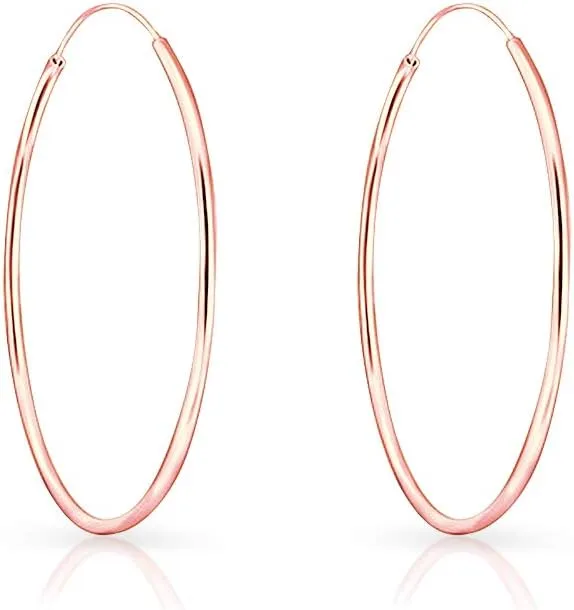 Silver Hoop Earrings Rose Gold Plated 18K - Rose Gold Hoop Earrings - Gold Plated Earrings - Gold Hoops - Small Hoop Earrings - Large Hoop Earrings - Hypoallergenic Hoop - Huggie Hoop - Sleeper Hoop
