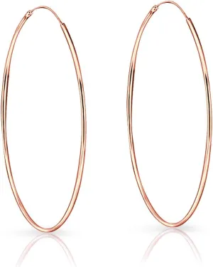 Silver Hoop Earrings Rose Gold Plated 18K - Rose Gold Hoop Earrings - Gold Plated Earrings - Gold Hoops - Small Hoop Earrings - Large Hoop Earrings - Hypoallergenic Hoop - Huggie Hoop - Sleeper Hoop