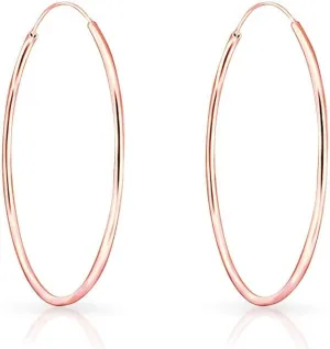 Silver Hoop Earrings Rose Gold Plated 18K - Rose Gold Hoop Earrings - Gold Plated Earrings - Gold Hoops - Small Hoop Earrings - Large Hoop Earrings - Hypoallergenic Hoop - Huggie Hoop - Sleeper Hoop