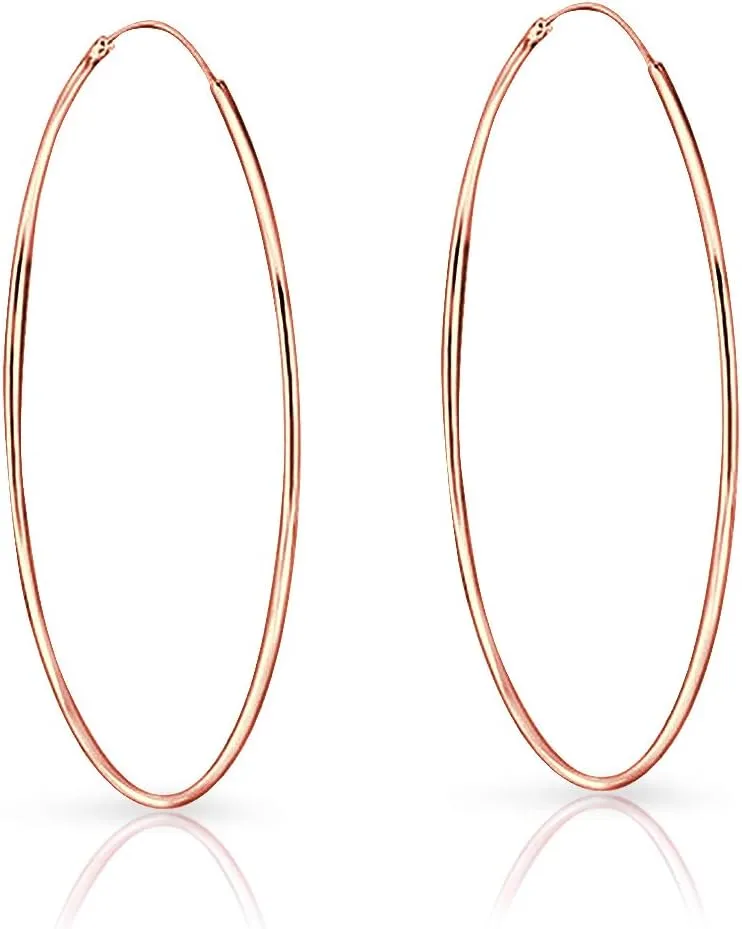 Silver Hoop Earrings Rose Gold Plated 18K - Rose Gold Hoop Earrings - Gold Plated Earrings - Gold Hoops - Small Hoop Earrings - Large Hoop Earrings - Hypoallergenic Hoop - Huggie Hoop - Sleeper Hoop