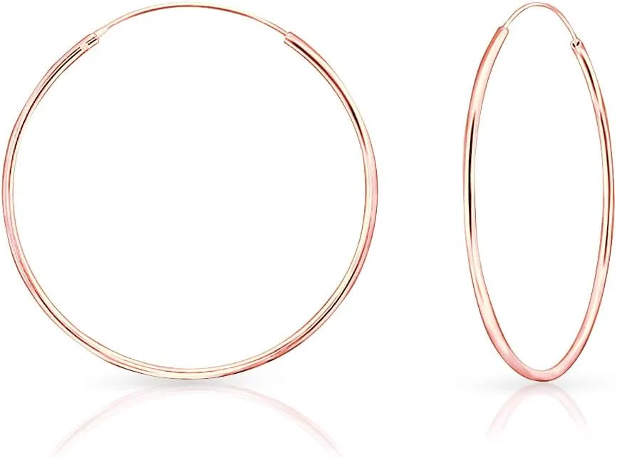 Silver Hoop Earrings Rose Gold Plated 18K - Rose Gold Hoop Earrings - Gold Plated Earrings - Gold Hoops - Small Hoop Earrings - Large Hoop Earrings - Hypoallergenic Hoop - Huggie Hoop - Sleeper Hoop
