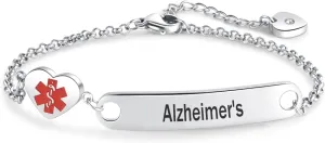 Silver Medical Alert Bracelets for Women Men Adjustable Stainless Steel Emergency First Aid Bracelets