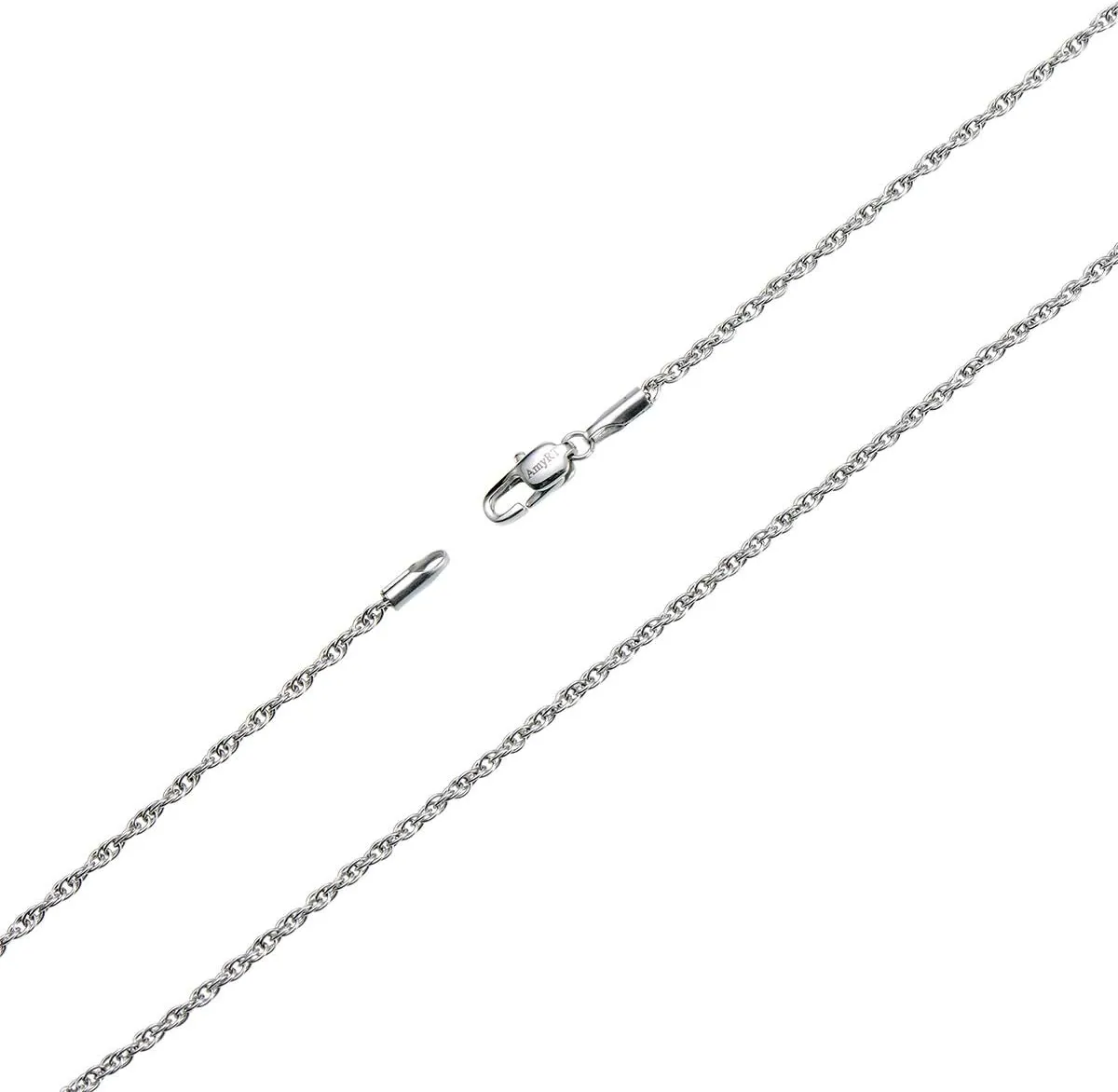 Silver Twist Rope Chain Necklace, 2mm Titanium Steel Womens Mens Chain Necklace 16 to 30 Inch