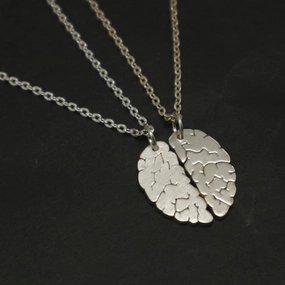 Community Piece Silver Brain Neuroscience Couple Necklace for Neurologist