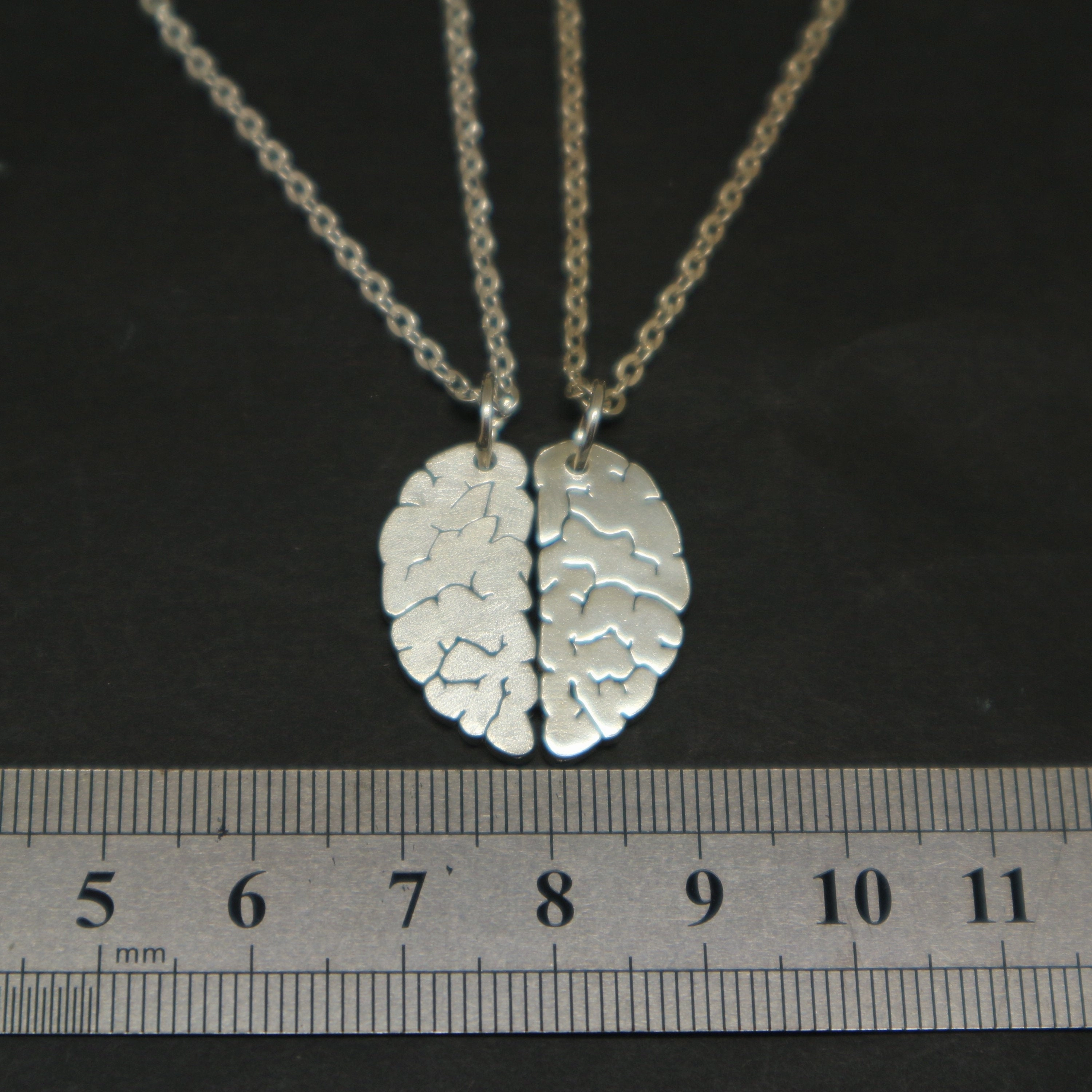Silver Brain Neuroscience Couple Necklace for Neurologist Gallery Night Young Heart