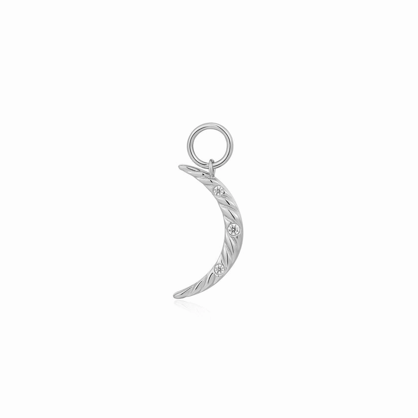 Special Look Classic Edge Silver Moon Earring Charm
