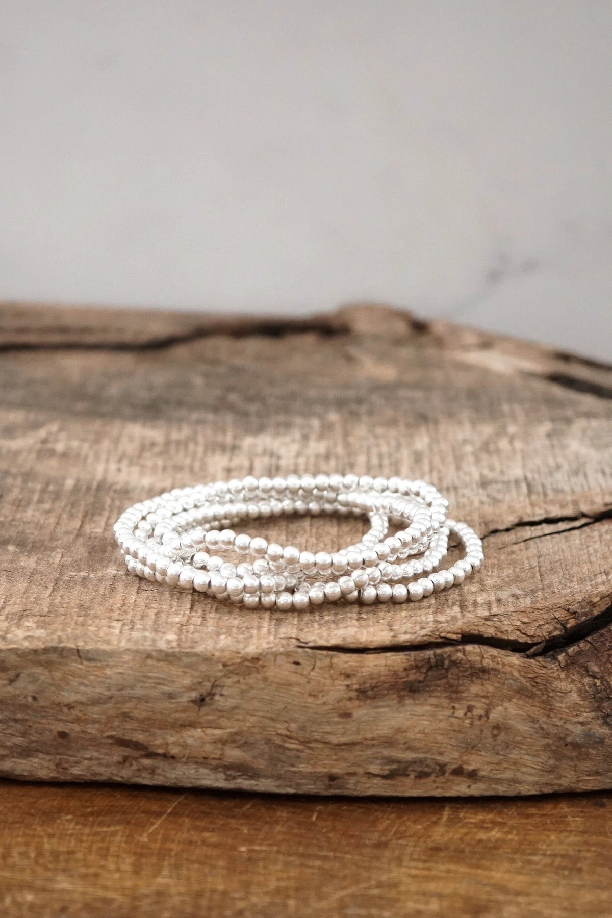 Opportune Fusions Silver tone small ball beads bracelet stack of 5 bracelets