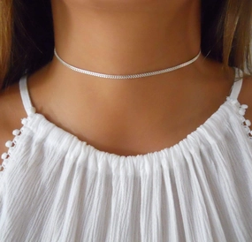 For Success Classic Choice Sterling Silver Dainty Cuban Chain Choker Necklace for Women