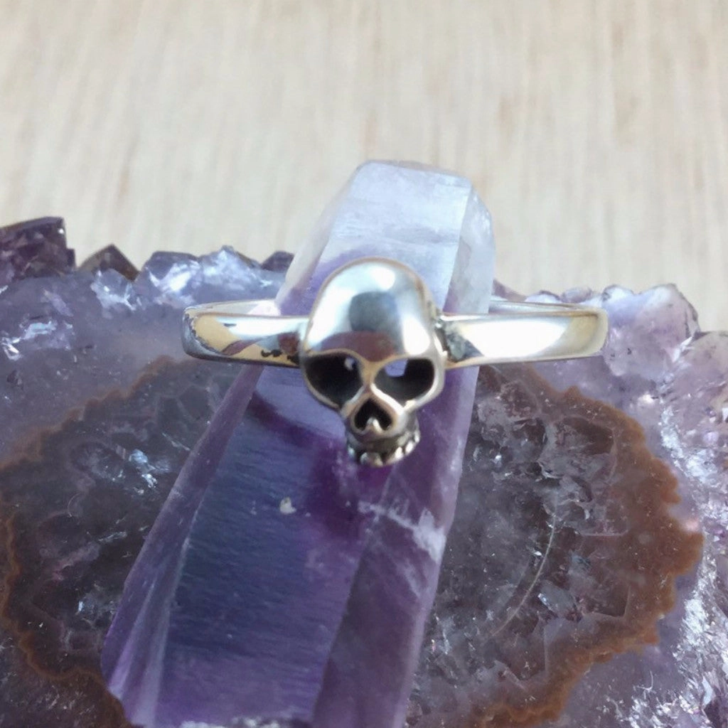 Polished Contour Skull Ring
