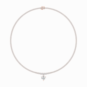 19 ctw Heart and Round Lab Grown Diamond Drop Tennis Necklace - 18 Inches Simple Present Minimalist Accessory