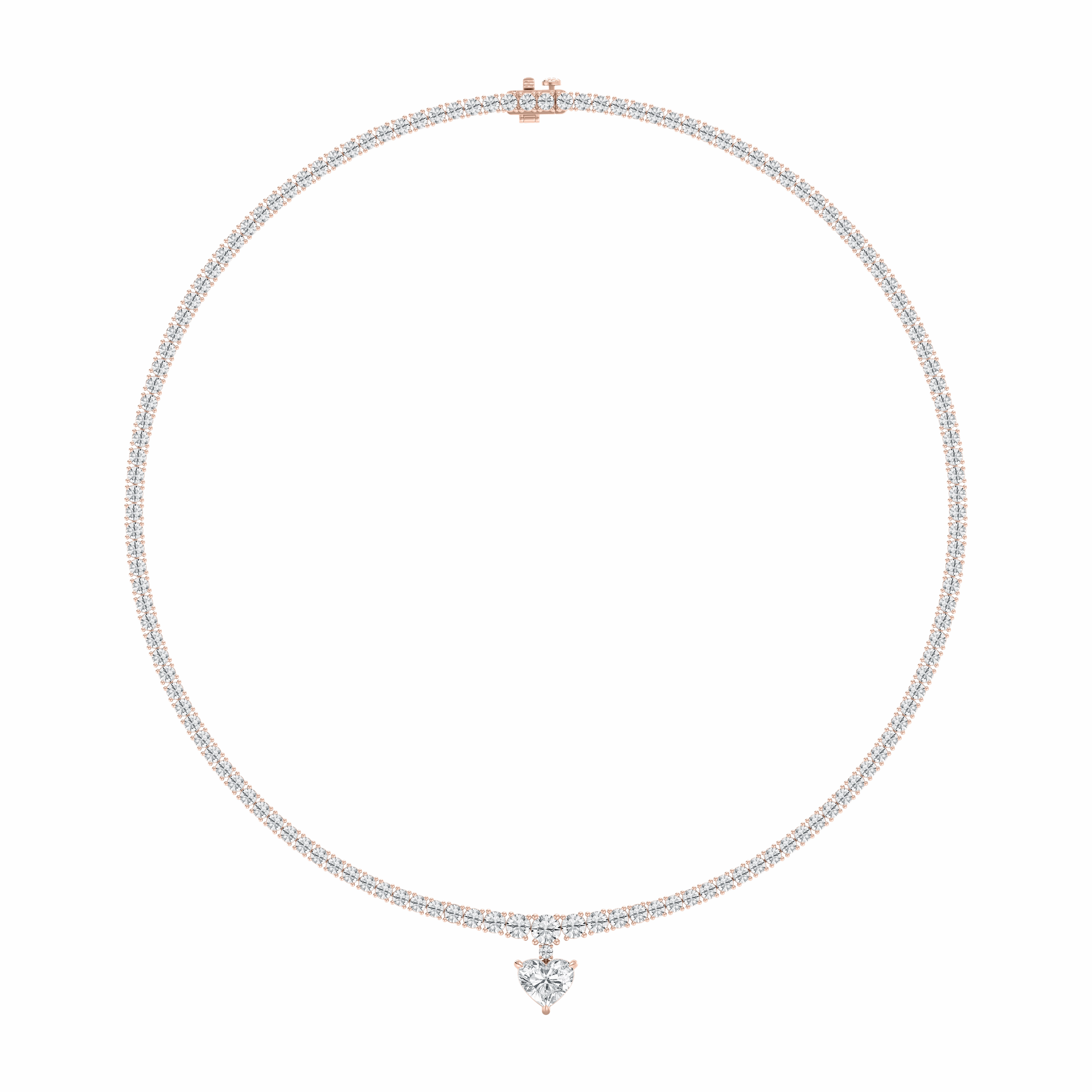 19 ctw Heart and Round Lab Grown Diamond Drop Tennis Necklace - 18 Inches Simple Present Minimalist Accessory