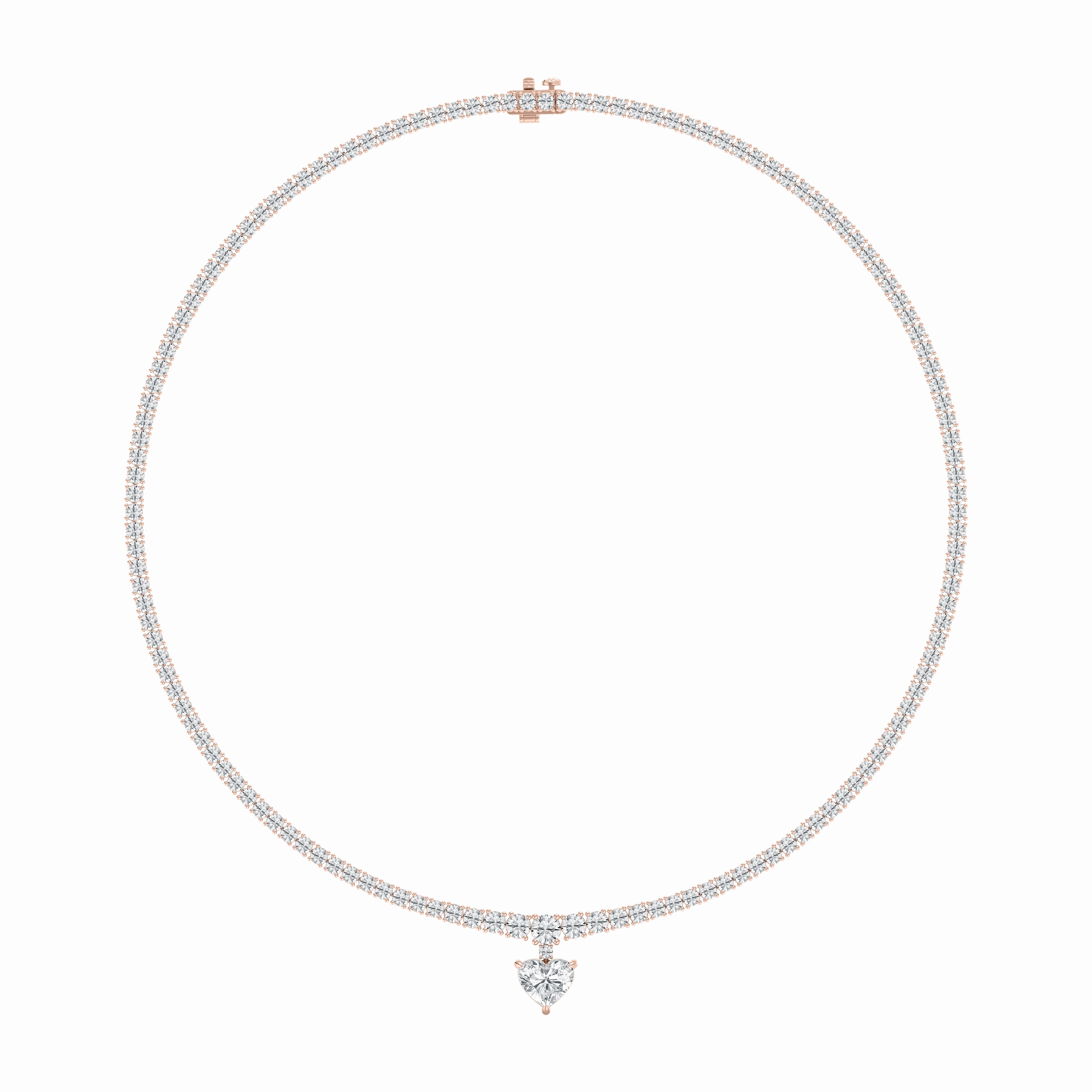19 ctw Heart and Round Lab Grown Diamond Drop Tennis Necklace - 18 Inches Formal Present