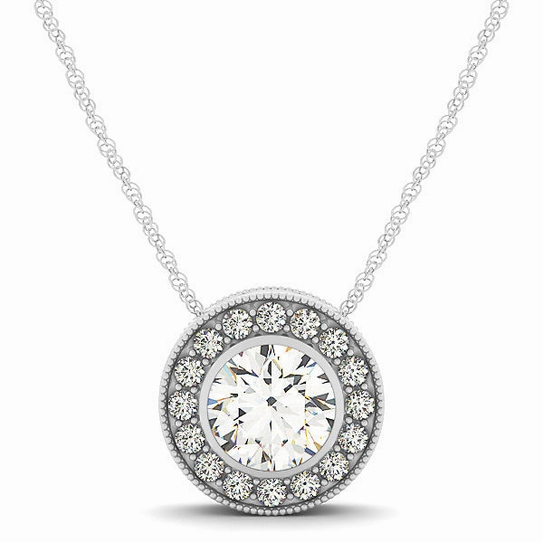 Multi-Diamond Round Halo Pendant Modern Boy