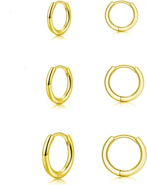 Small Silver Hoop Earrings, Sterling Silver Hoop Earrings For Women Hypoallergenic Earrings Tiny Huggie Hoop Silver Earrings Set For Men 3 Pairs